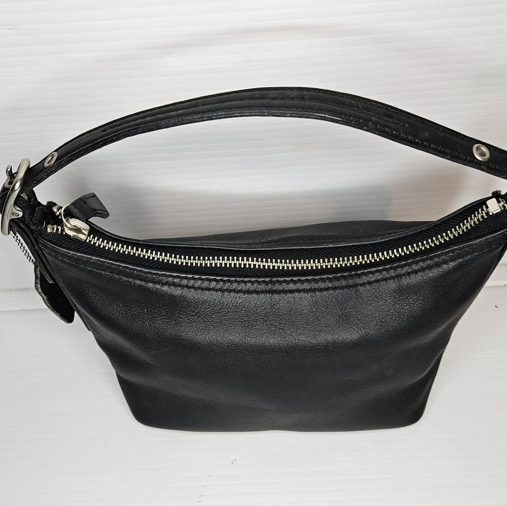 Coach Mini Demi Hobo Baguette Black Leather Purse 9844 Vintage Y2K 2002